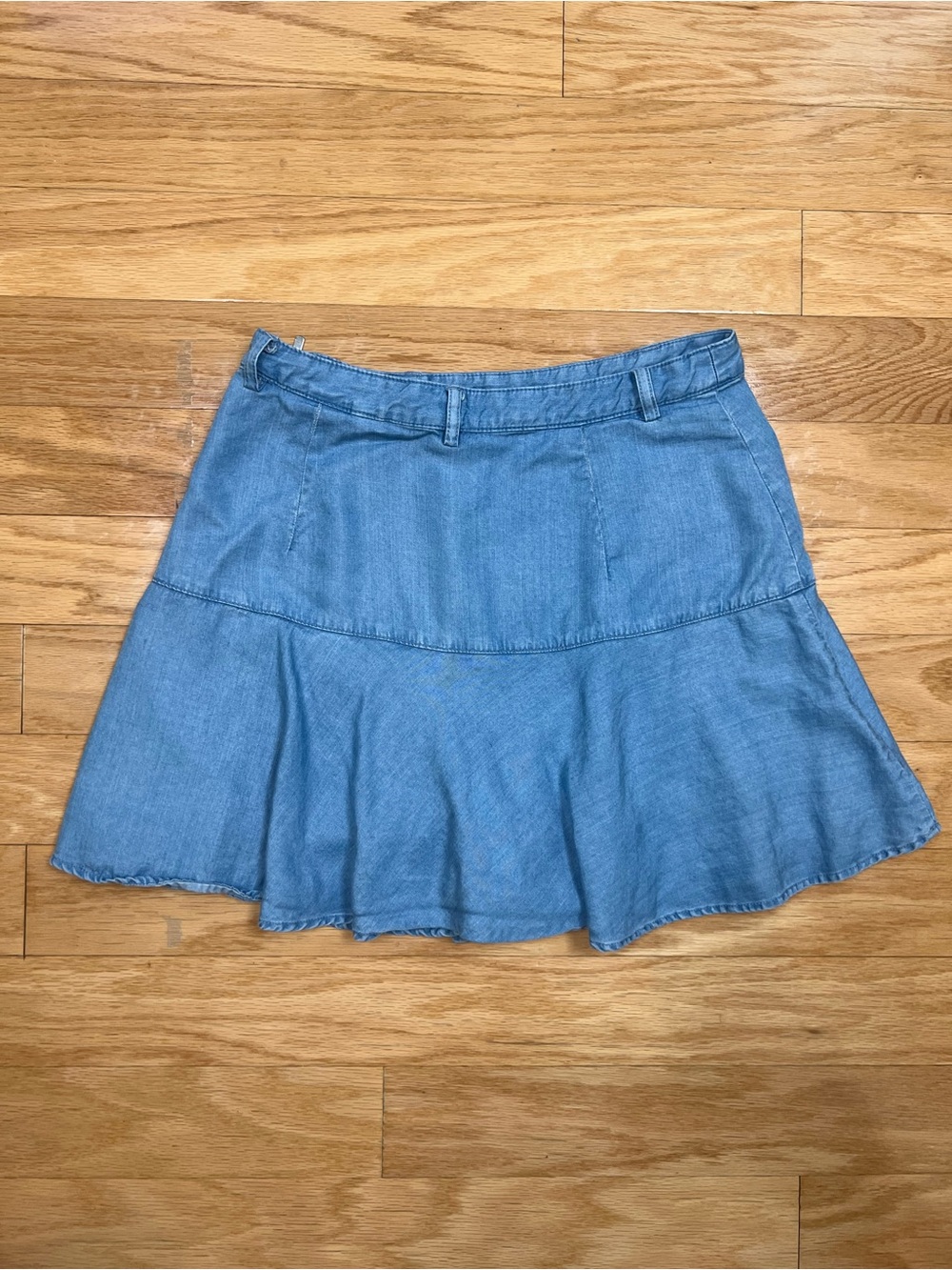 Zara Light Wash Denim Flounce Mini Skort - Picture 5 of 9
